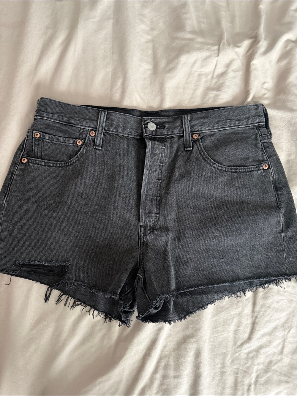 Levi 501 Black Denim Cutoff Shorts